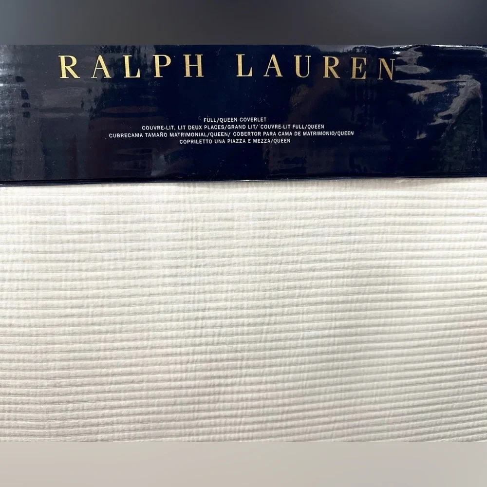 $400 RALPH LAUREN HOME QUEEN / FULL BLANKET COVERLET LIGHTWEIGHT PARCHMENT WHITE